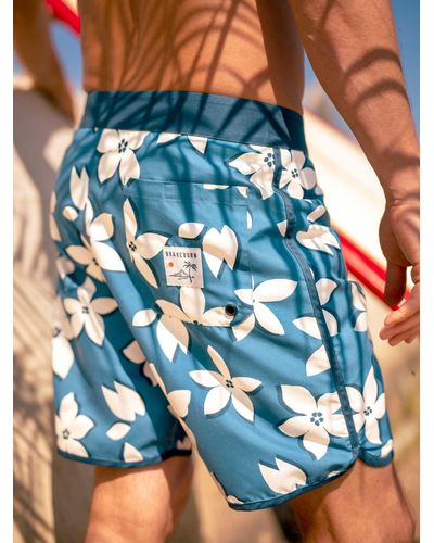 Brakeburn Floral Print Board Shorts - Blue