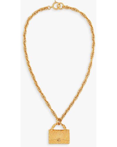 Susan Caplan Vintage Chanel Quilted Bag Pendant Necklace - Metallic