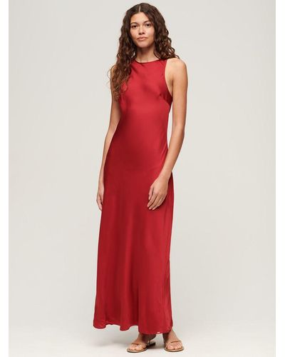 Superdry Satin Racer Maxi Dress - Red