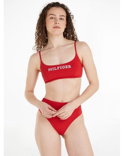 Tommy Hilfiger Bralette Logo Swim Top - Red