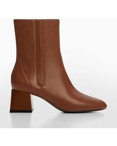 Mango Carlo Leather Ankle Boots - Brown