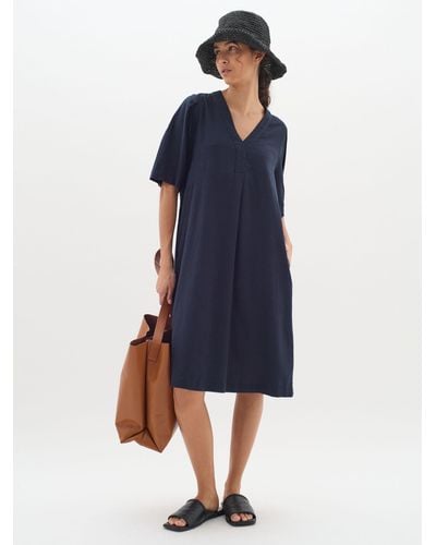 Inwear Ellie V-neck Short Sleeve Knee Length Dress - Blue