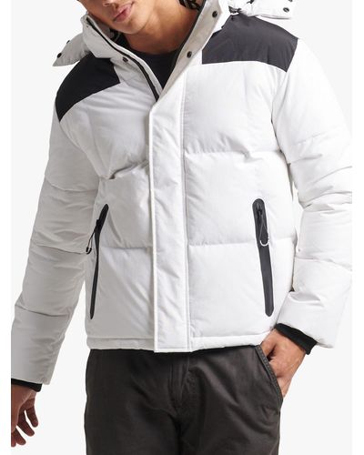Superdry Hooded Box Quilt Puffer Jacket - White