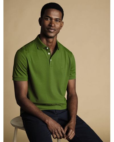 Charles Tyrwhitt Pique Cotton Polo Shirt - Green