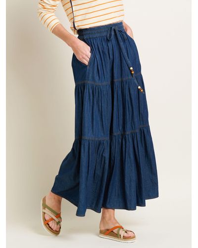 Brakeburn Denim Maxi Skirt - Blue
