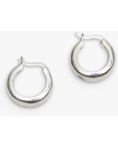 Simply Silver Polished Small Hoop Earrings - White