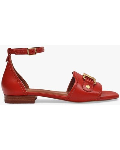 Radley Linden Crescent Stirrup Strap Leather Sandals - Red