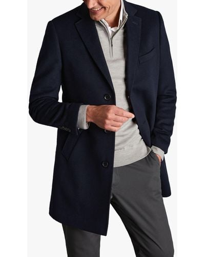 Charles Tyrwhitt Pure Wool Overcoat - Blue