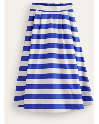 Boden Stripe Isabella Cotton Sateen Skirt - Blue