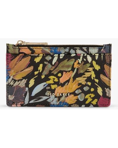Ted Baker Medell Painted Meadow Card Holder - Grey