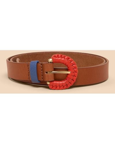 White Stuff Leather Buckle Belt - Brown