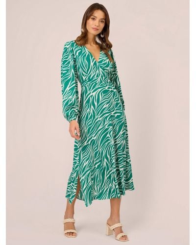 Adrianna Papell Printed Midi Dress - Green