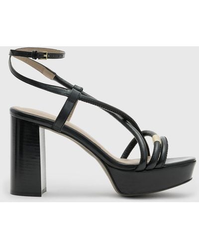 AllSaints Bella Leather Platform Sandals - Metallic