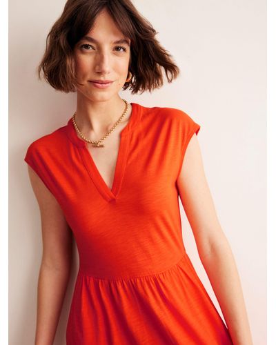 Boden Chloe Notch Jersey Midi Dress - Red