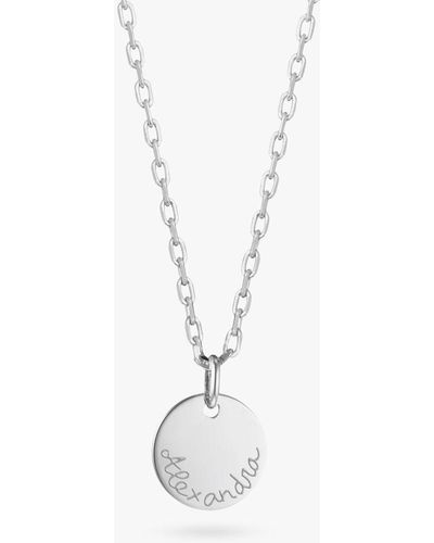 Merci Maman Personalised Name Disc Charm Necklace - White