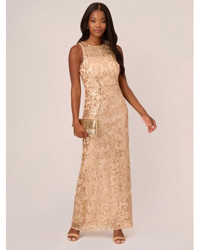 Adrianna Papell Studio Sequin Embroidery Maxi Dress - Natural