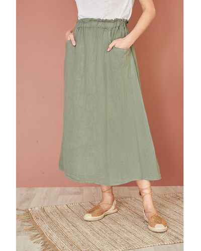 Yumi' Italian Linen Skirt - Green