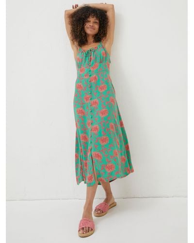 FatFace Ariel Bali Blooms Midi Dress - Green
