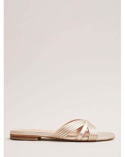Phase Eight Leather Slip On Sandals - Natural