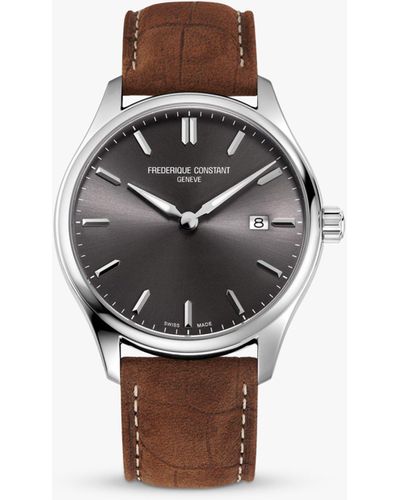 Frederique Constant Fc-220dgs5b6 Classic Leather Strap Watch - White