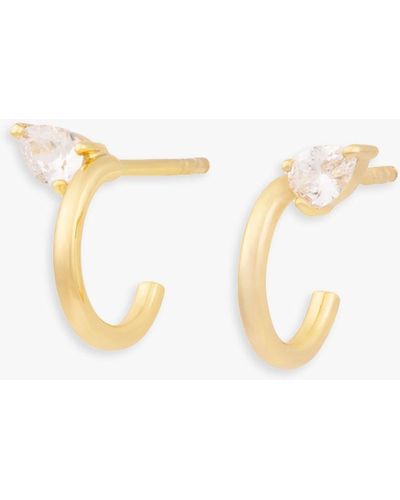 Wanderlust + Co Wanderlust + Co Teardrop Cubic Zirconia Hoop Earrings - Natural