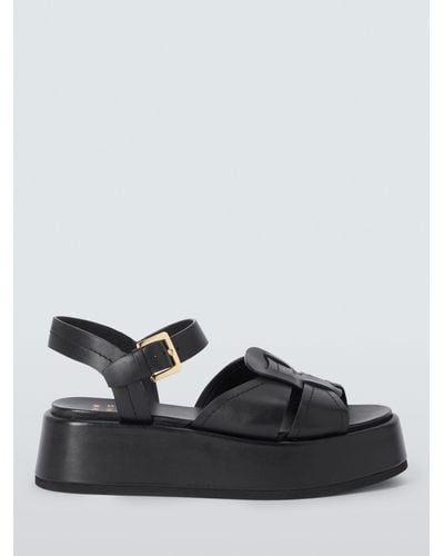 John Lewis Ladder Leather Flatform Gladiator Sandals - Black