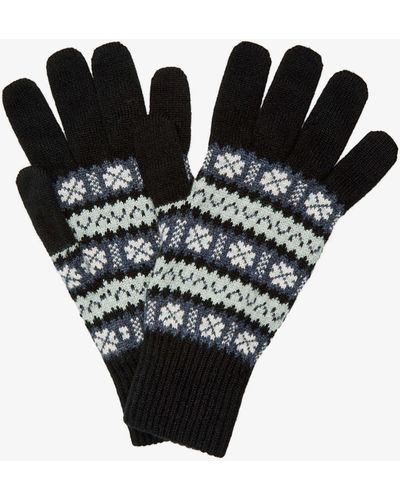 Brora Cashmere Fair Isle Gloves - Black