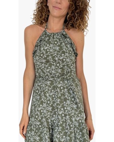 Baukjen Kayla Organic Cotton Floral Tiered Dress - Green