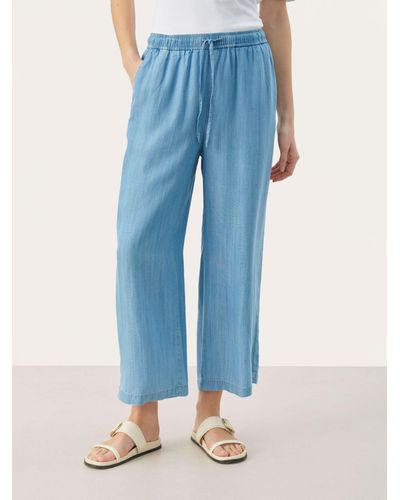 Part Two Cibells Cropped Wide Leg Trousers - Blue