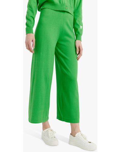 Chinti & Parker Cotton Cropped Wide Leg Track Trousers - Green