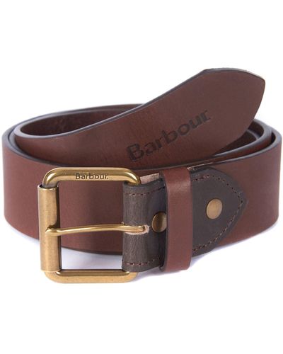 Barbour Contrast Leather Belt - Brown