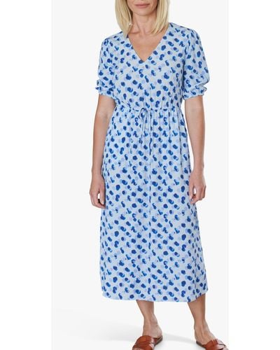 Pure Collection Spot Print V-neck Midi Dress - Blue