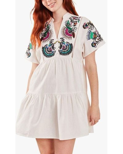 Accessorize Fan Embroidered Cover Up Dress - White