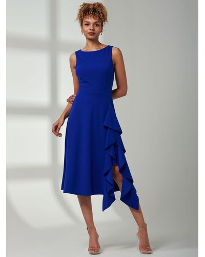 Jolie Moi Haylen Frill Midi Dress - Blue