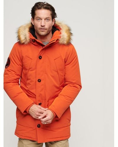 Superdry Everest Faux Fur Hooded Parka Coat - Orange