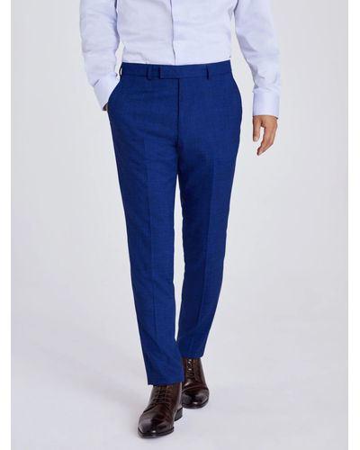 Moss Slim Slub Suit Trousers - Blue