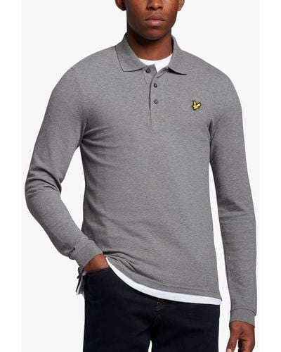 Lyle & Scott Long Sleeve Polo Shirt - Grey