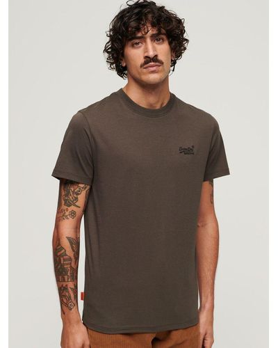 Superdry Organic Cotton Essential Logo Embroidered T-shirt - Brown