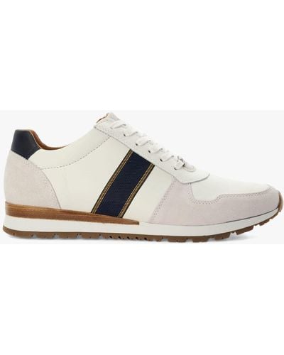 Dune Treck Leather Stripe Webbing Lace Up Trainers - White