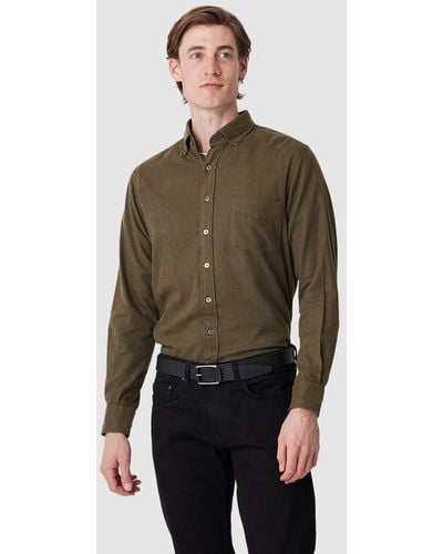 Rodd & Gunn Barhill Long Sleeve Sports Fit Cotton Blend Shirt - Green