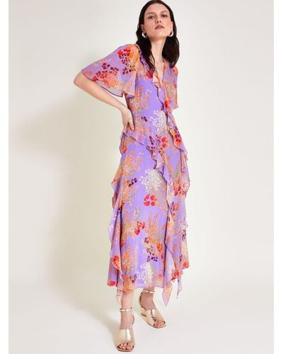 Monsoon Imogen Ruffle Floral Maxi Dress - Pink