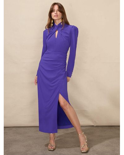 Ro&zo Allegra Purple Crepe Midi Dress
