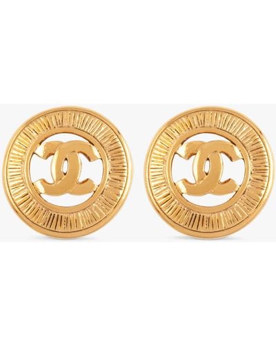 Susan Caplan Vintage Chanel Byzantine Logo Clip-on Earrings - Natural