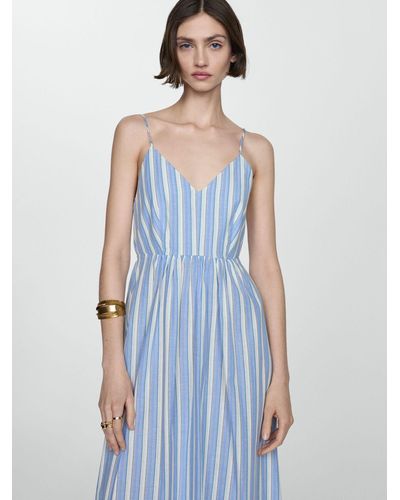 Mango Cristi Cut-out Striped Maxi Dress - Blue