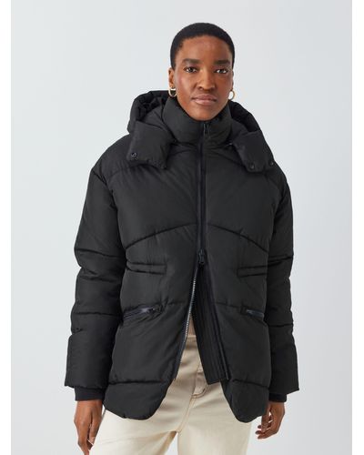 John Lewis Recycled Polyester Hooded Puffer Coat - Black