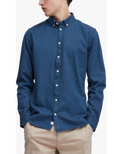 Casual Friday Anton Long Sleeve Denim Shirt - Blue