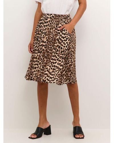 Kaffe Amber Classic Leopard Skirt - Natural