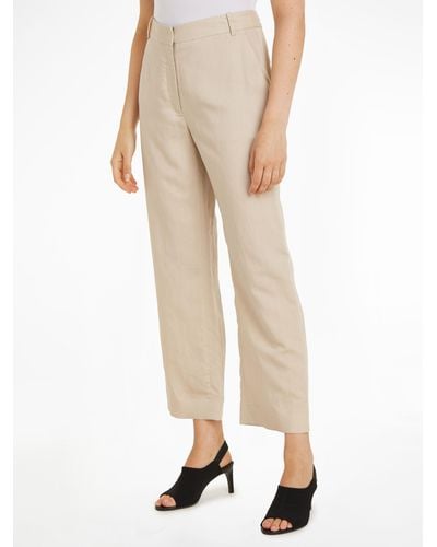 Calvin Klein Straight Cropped Trousers - Natural