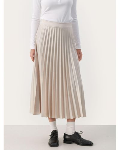 Part Two Veneda Pleated Midi Skirt - Natural