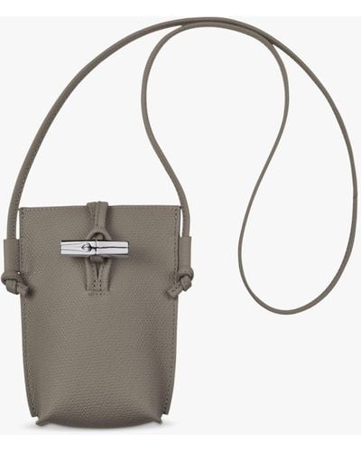 Longchamp Roseau Leather Phone Pouch Bag - Metallic